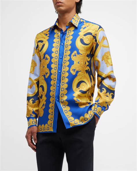 versace shirt blue and gold|versace collection men shirt black.